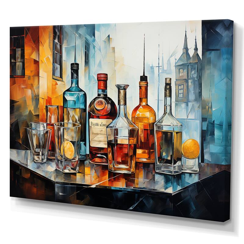 Designart "Classic Mixology Alcohol Bottles I" Liquor Wall Art Bed